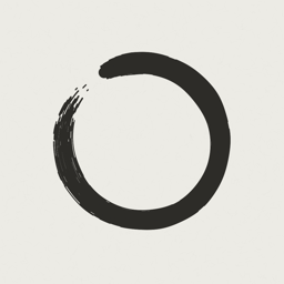 On The Cushion app icon: a brushed ink circle